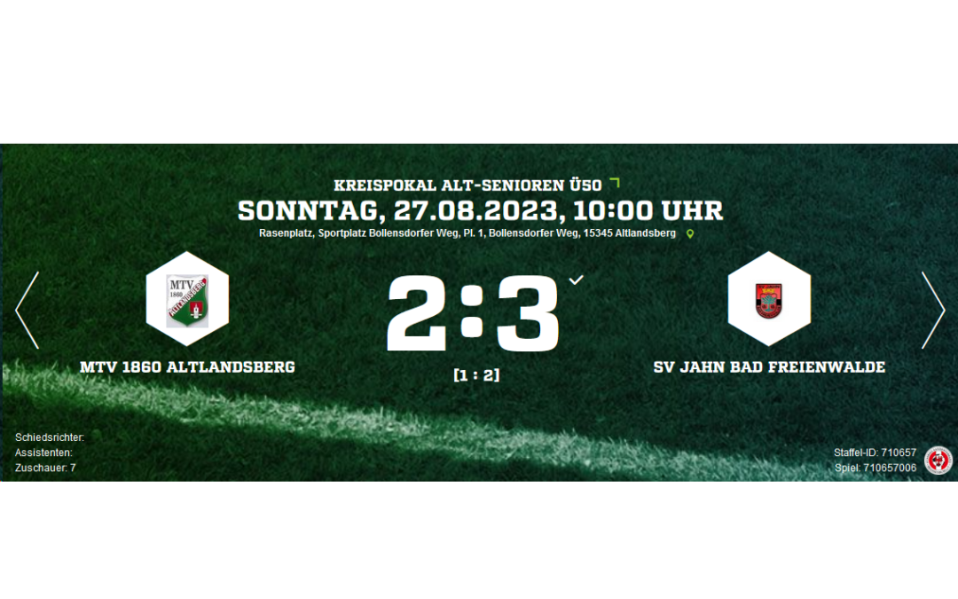 Ü50: Saisonauftakt mit Heimspiel im Kreispokal