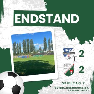 2. Spieltag Ostbrandenburgliga 26/27 FC Eisenhüttenstadt II - MTV 1860 Altlandsberg 2:2 (1:2)